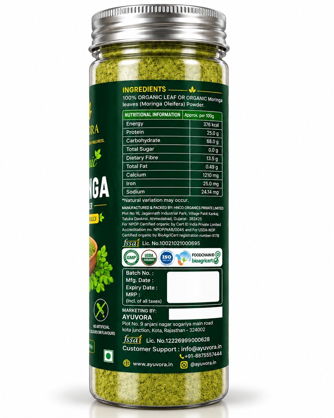 Ayuvora Organic Moringa Powder