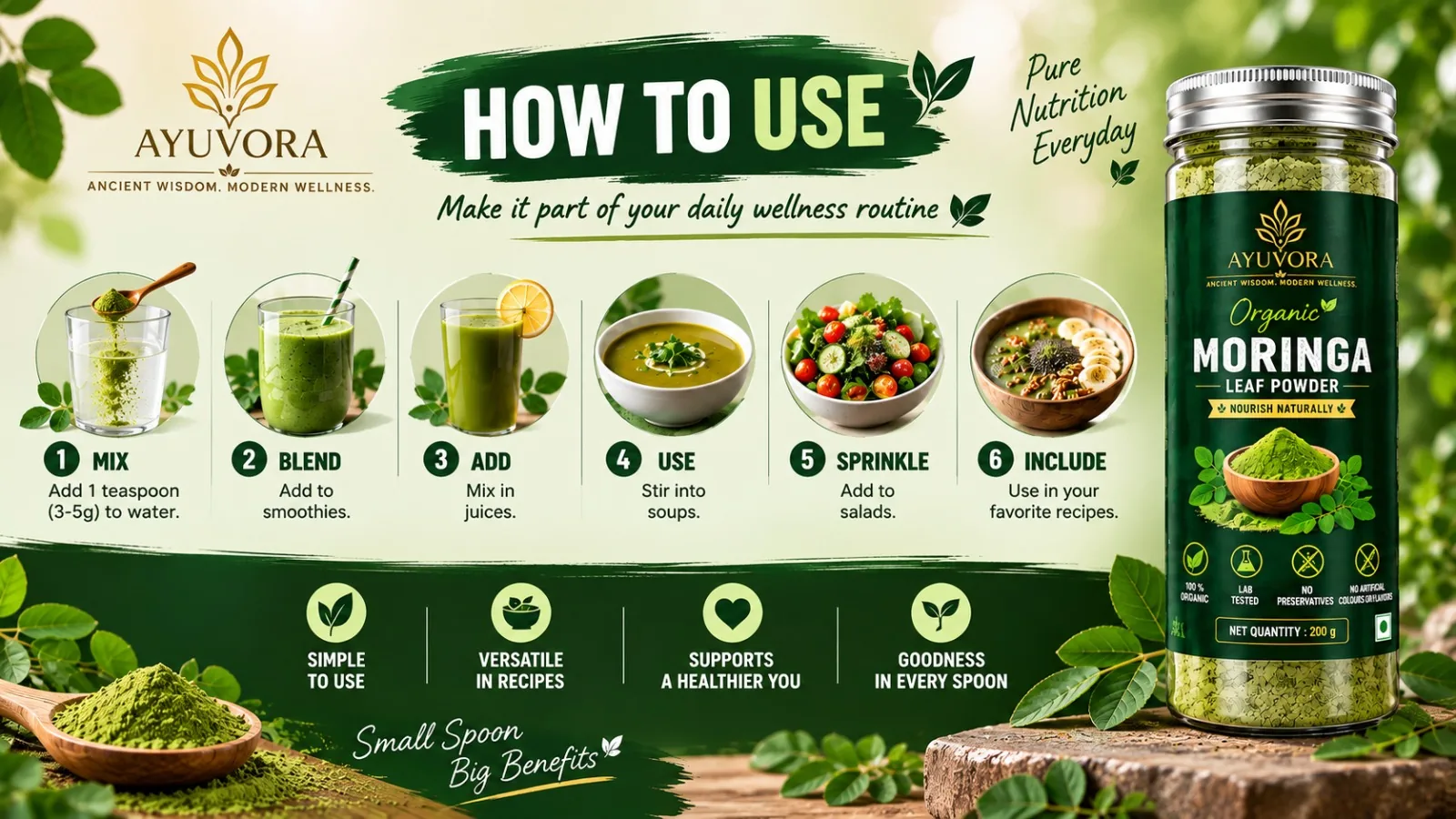 Ayuvora Organic Moringa Powder - Ayuvora promise